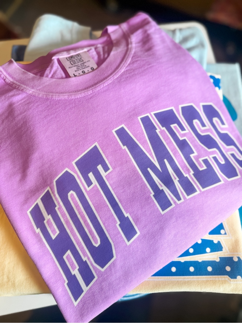 Comfort Colors Lavender 'HOT MESS' Graphic Tee
